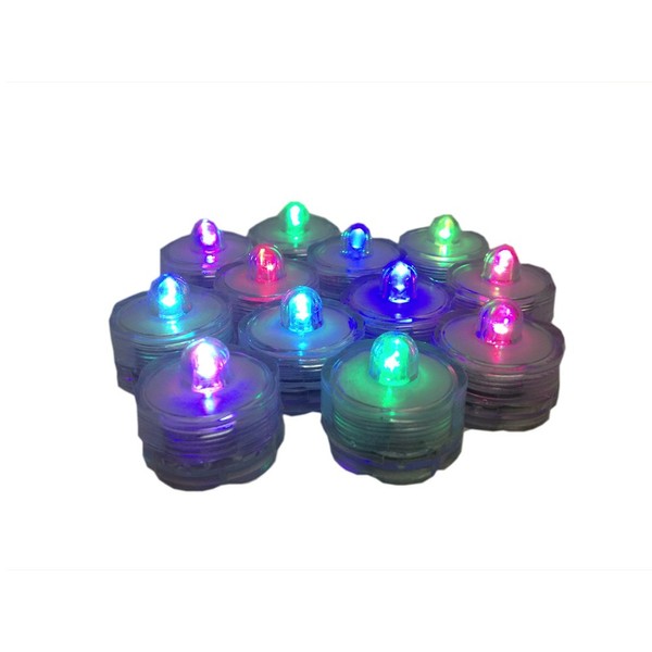 Bluedot Trading LED Submersible Waterproof Battery Operated LED Candle for Wedding/Party/Christmas/Floral Decoration Vase Lights - Multicolor - 1 Pack of 12