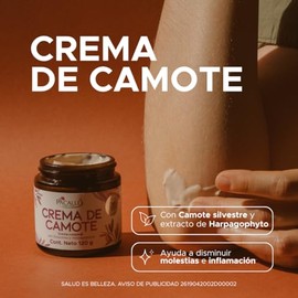 Crema de Camote Pacalli con Harpagophyto y Dioscorea 120g – Crema Corporal de Origen Natural para Molestias Musculares y Uso Diario
