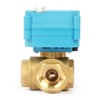 U.S. Solid Brass 3-way motorised ball valve, heavy duty, T-type