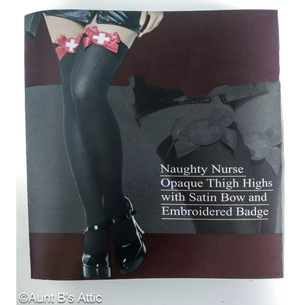 Aunt B's Attic Stockings Ladies Sexy Novelty Black/Red Cross Sexy
