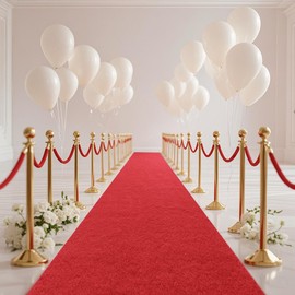 Non-Slip Rubber Backed Red Carpet Runner for Weddings & Events - 1000 GSM Extra Thick Aisle Rug for Proposals, Hollywood-Style Runways, Party Decorations - 3x10 ft Heavy-Duty Red Carpet