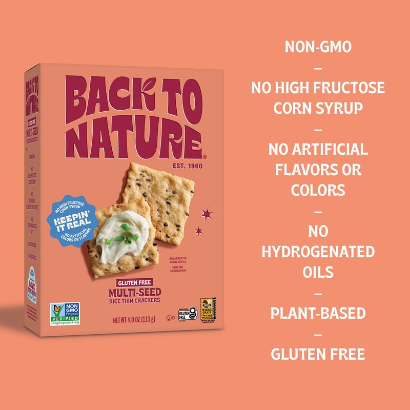 Back to Nature Gluten Free Crackers, Multi-Seed Rice Thins -