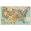 USA Map Poster - United States Map Chart [Tan/Color] (Laminated,