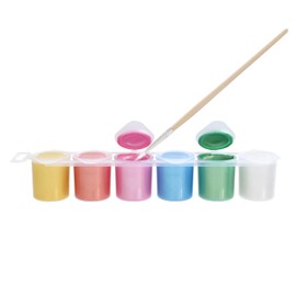 PRIMO - Tempere per Dipingere + 1 Pennello, Kit 6 Colori per Bambini 3+ Anni (25 ml) Cartoleria, Pittura, Lavoretti Creativi, Didattica - Tempera Coprente su Più Superfici, Colore Perlato Miscelabile