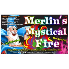 Mystical Fire Merlin’s Fire Flame Colorant Vibrant Long-Lasting Pulsating Flame Color Changer for Indoor or Outdoor Use 0.882 oz Packets 6 Pack