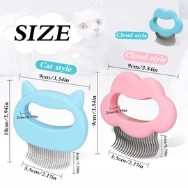 LuckyOpt Cat Comb for Long & Short Haired Cats, Cute Pet Hair Remover Brush for Reducing Knots and Shedding with Curved comb teeth, Massage Relaxing Pet Comb for Cats, Dogs, Rabbits (Pink, Cloud)