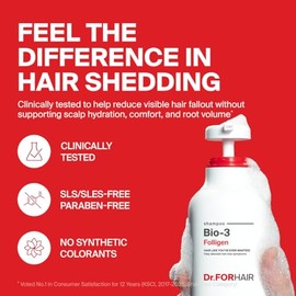 DR.FORHAIR Dr.Forhair Bio-3 Folligen Biotina Shampoo (16.9 Oz) Cuero Cabelludo Fortalecer Y Mejorar El Volumen Fórmula Amigable Para El Cuero Cabelludo (Sin Parabenos, Silicona, Sulfatos