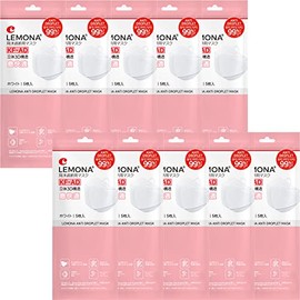 POP SKIN LEMONA KF-AD 3D Mask, 10 Bags (50 Pieces), White, KF-AD Certified, Kaken Tested