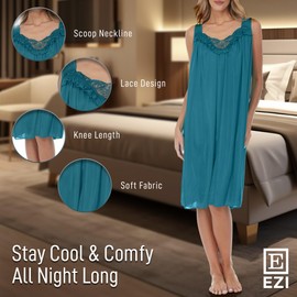 Ezi Satin Nightgowns for Women - Soft & Breathable Knee-Length Night Gowns - Adult Womens Nightgown M - Plus Size,3X,Light Pink