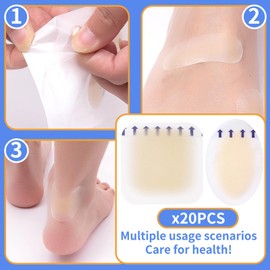Blister Plasters Heel, Pack of 20 Bubble Plasters, Hydrocolloid Plasters, Bubble Plasters Set, Heel Plasters, Hydrocolloid Plasters for Toes and Fingers, Forefoot, Heel Protection, Protective Skin