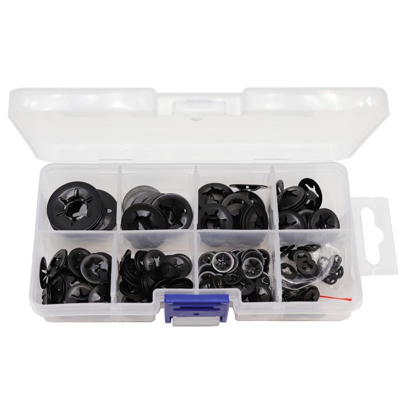 260pcs[9 Sizes] Black Starlock Internal Tooth Lock Washers Assortment Kit,