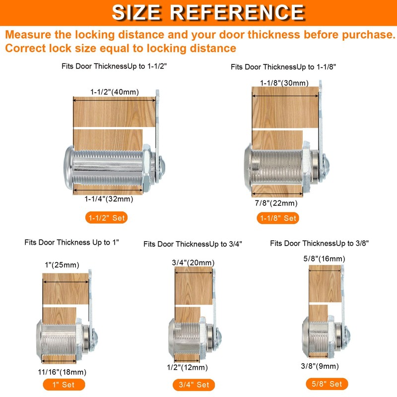 sourcing map 4 Pcs 5/8" Keyed Alike Cabinet Cam Lock