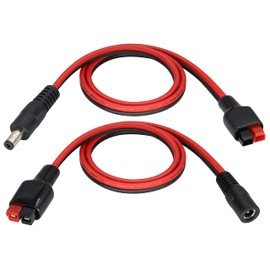 HCFeng 14AWG DC 5521Male/Female Power Plug to an-der-Son Cable 45A Solar Connector to DC5.5X2.1MM Cable Compatible with an-der-Son Port for Generator Battery and Foldable Solar Panel[60CM/2Ft]