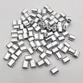 Aluminum Crimping Loop Sleeve Clips,100 PCS Silver Fence Clips with Double Ferrules Wire Crimps Wire Mesh Clips for Cable Rope Wire Rope Projects 1.5MM