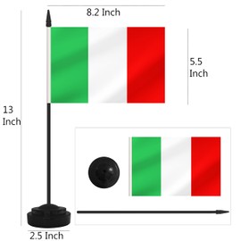 Yamiuo 12 Pack Italy Desk Flags, Italian Desktop Flag, Small Miniature Office Flags with 12" Black Pole and Black Base, Offices, Classroom, Home, Festival Decoration (Italy)