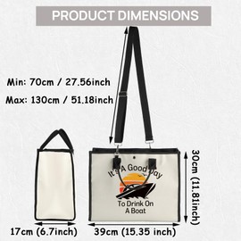 TSOTMO Boat Gift Boating Lover Gift Cruise Trip Shoulder Bag It's A Good Day To Drink On A Boat Tote Bag for Her (Good A Boat Tote)