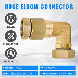 CXCESNS Garden Hose Elbow Connector 3/4 Inch GHT Thickening Solid Brass 90 Degree Hose Elbow Hose Fittings Female Thread