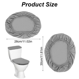 MBAIYO Toilet Tank Cover and Toilet Lid Cover, 2Pcs Washable Toilet Covers Set Elastic Bathroom Toilet Protectors Polyester Universal Stretch Decor Accessories Toilet Top Covers(Dark Gray)