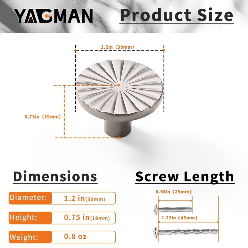Yagman 10 Pack Kitchen Cabinet Knobs Round Sunflower Dresser Knob