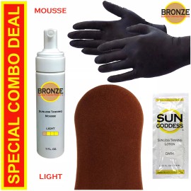 BRONZE - Sunless Self Tanning Foam Mousse - LIGHT - 7 oz + Best Tanner Mitt!