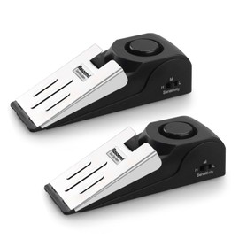 Rosoenvi Rosoenvi 2 Pack Door Stop Alarm, Door Stopper with 120DB Security Alarm, Floor Wedge Door Stop Siren, Door Security Devices for Traveling, Apartment, Hotel and Home, Black