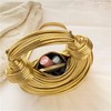 Woven Crossbody Bag for Women, Gold Leather Clutch Purse Knotted