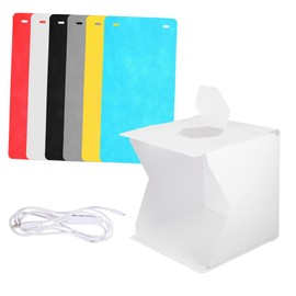 KICHOUSE High Brightness Led Photo Studio Light Box 20cm Folding Design 6 Backgrounds Ideal for Phone Cameras