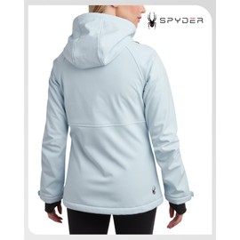 Spyder Womens Softshell Jacket - Lightweight Water Resistant Terry Fleece Zip Up Jacket Womens Windbreaker for Hiking (S-XL), Size Medium, Ash Blue