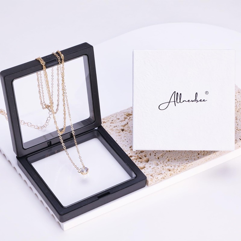 ALLNEWBEE Diamond Necklaces for Women, 14K Gold Plated Layered Cubic