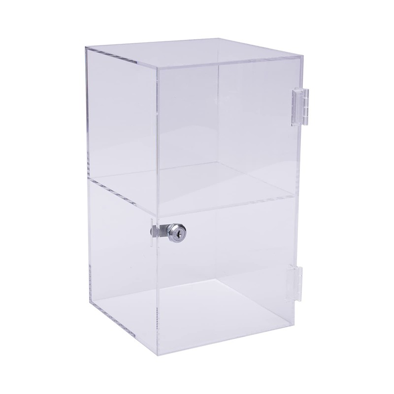 2-Shelf Clear Acrylic Display Case with Lock, Display Case Cabinet