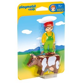 Playmobil 6972 1.2.3 Farmer with Cow, Fun Imaginative Role-Play, PlaySets Suitable for Children Ages 4+