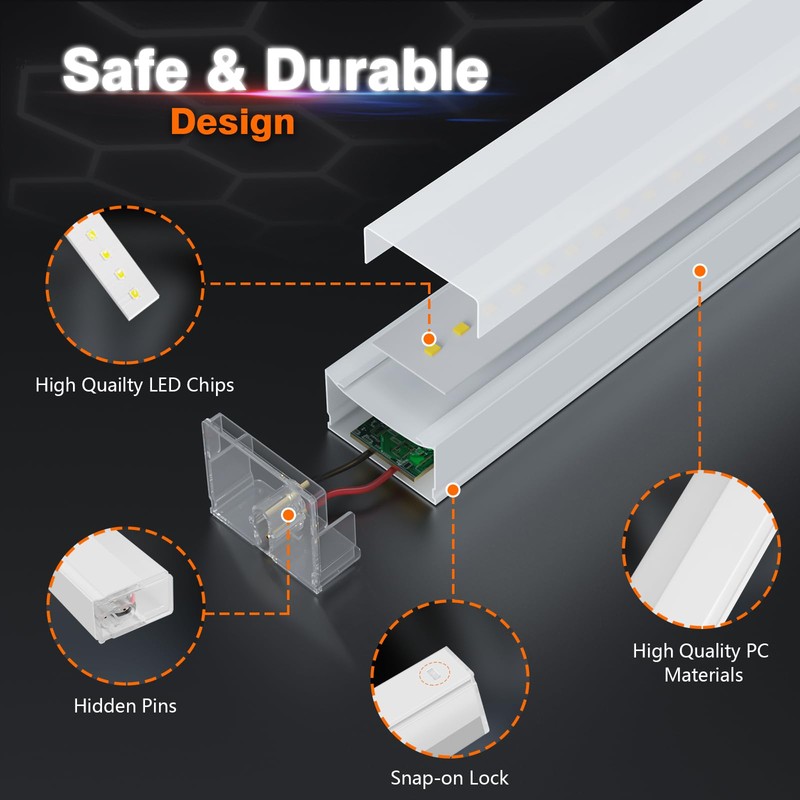 Litezone Hexagon Garage Lights : 3 Level Dimmable 168W Tube