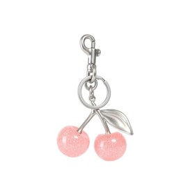 MINKARS Cherry Bag Charm, Cherry Keychain Accessory Purse Charm,Silver&Pink