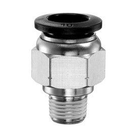 QUARKZMAN Push to Connect Fitting 10 mm Tube OD x 1/8 Inch NPT Thread Male Straight Quick Connector Copper Air Line Hose Fittings for Industry Air System PC10-N01, Black