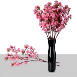 MeiBoAll 10 Bunches Artificial Cherry Blossom Branches,Faux Cherry Blossom Stems, Spring Peach Blossom Silk Flowers, Faux Silk Cherry Blossom Branches for Home Wedding Decoration (Pink)