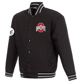 JH Design Ohio State Buckeyes Jacket Poly Twill Snap Up Coat in 3 Colors (Black, 3X)