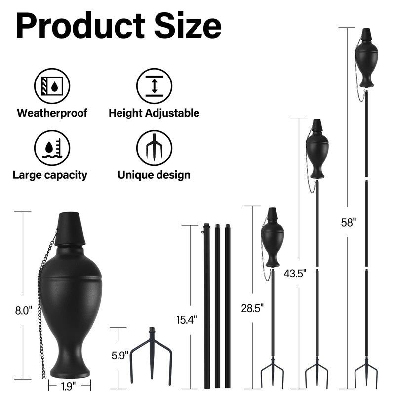 ZSPENG 6 Pack Metal Torches for Outside, Upgraded Metal Torches