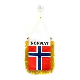 AZ FLAG Norway Mini Banner 6'' x 4'' - Norwegian Pennant 15 x 10 cm - Mini Banners 4x6 inch Suction Cup Hanger
