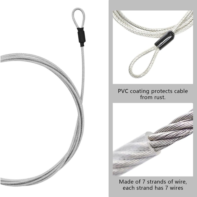 Beticam Bike Lock Cable 2mx2.5mm Double Loop Safety Cable Braided