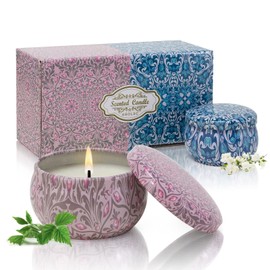 2 Pack Aromatherapy Candles, 2.5 oz Christmas Candle, Soy Scented Candle for Christmas, Thanksgiving Day, Candle Gift Set, Portable Small Jar Candles Set, Home Decor Tin Candle Pack