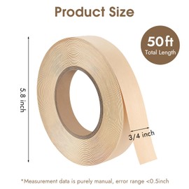 BEVTEE Birch Edge Banding 3/4 Inch x 50 ft Wood Veneer Roll Pre-glued, Flexible, Birch Iron-on Veneer Edge Band for Plywood & Furniture Edging, Natural Birch Color for DIY & Professional Projects