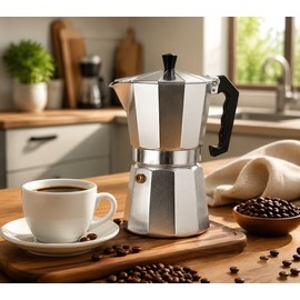 Italian Moka Pot Coffee Maker for Home Brewing – Classic Octagonal Aluminum Espresso Pot for Rich Daily Coffee Moments