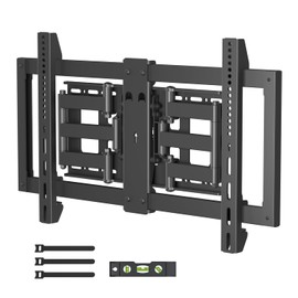 Suptek Ultra Slim Full Motion TV Wall Mount for 37-82 inch TVs, 1.3" Thin Low Profile Bracket, Dual Swivel Articulating Tilt, 6 Arms, Max VESA 600x400mm, Supports Up to 132lbs, Fits 16” Studs, MAUS01A