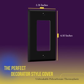 ENERLITES Decorator Light Switch or Receptacle Outlet Wall Plate, Gloss Finish, Size 1-Gang 4.50" x 2.76", Unbreakable Polycarbonate Thermoplastic, UL Listed, 8831-BK-5PCS, Black, 5 Pack