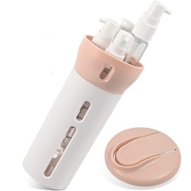 Slyford 4 in 1 Lotion Shampoo Gel Travel Dispenser Shower Bottles, Includes Four 40 ml Cosmetic Toiletries Muti Pump Bottles for Shampoo, Lotions, (Multi Color) (Pack of 1)