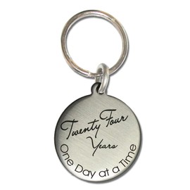 Serenity Is Forever 24 Year Vintage Style AA Alcoholics Anonymous NA Narcotics Anonymous Clean and Sober Birthday Medallion Keychain