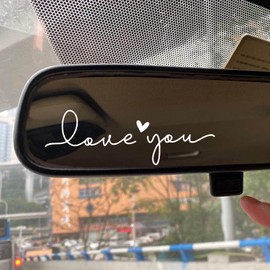 2 x Love You Rearview Decal, Love You Decal, Mirror Decals, Cup Stickers, Mirror Stickers, Rear View Mirror Sticker, Car Mirror Decal, Side Mirror, Decals For Tumblers (White)
