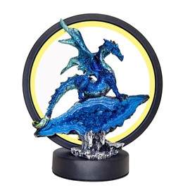 Hmusnwol Dragon Lamp Statue Decor-Collectible Light Gifts - Light Up LED Collectible Blue Dragons Statue Dungeons and Dragons Gifts 8" H for Bedroom Nightstand Bedside Table/Bookshelf/Desk