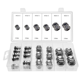 20 pieces (brass metal) cable glands / cable grommets assortment with locking nut M12 x 1.5 M16 x 1.5 M20 x 1.5 - for cable diameter 3-12 mm and installation diameter 12.0-20.2 mm IP68 (metric)