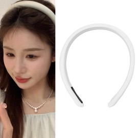 White Padded Headbands for Women Thin Soft Headband for Short Fine Hair Large Silk Satin Headband for Long Straight Hair Decorations for Women Girls Non Slip Headbands with No Teeth